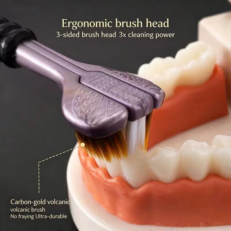 Three Sided Soft Bristled Toothbrush Cleaning and Gingival Protection