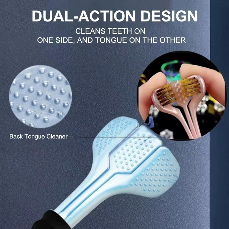 Three Sided Soft Bristled Toothbrush Cleaning and Gingival Protection