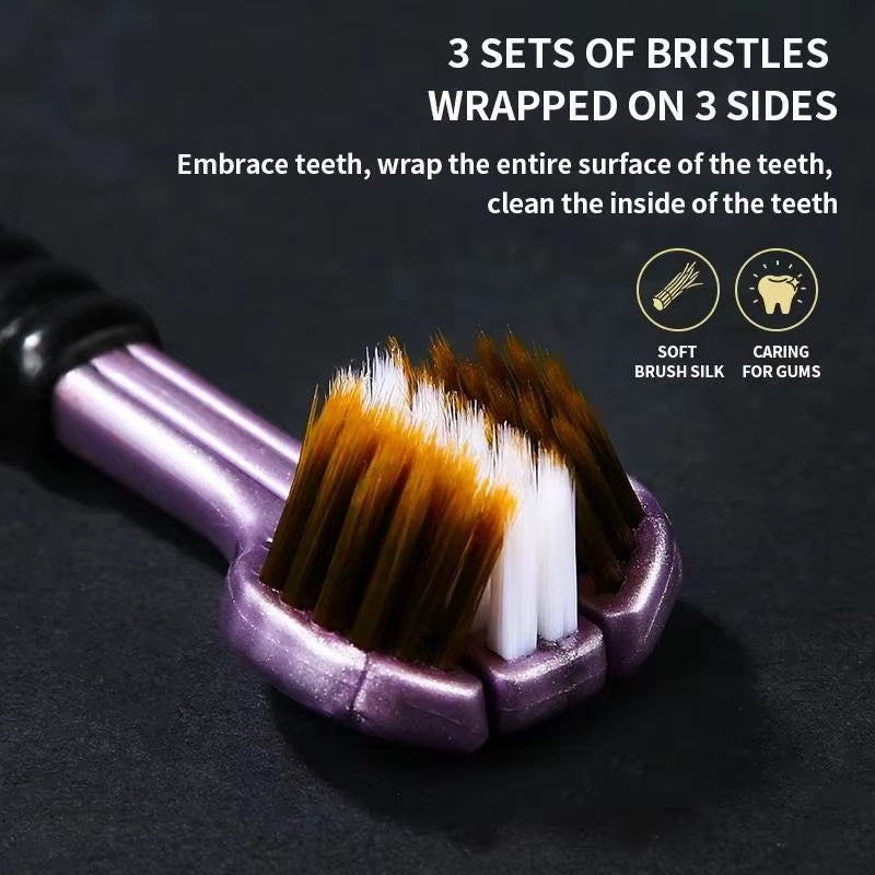 Three Sided Soft Bristled Toothbrush Cleaning and Gingival Protection