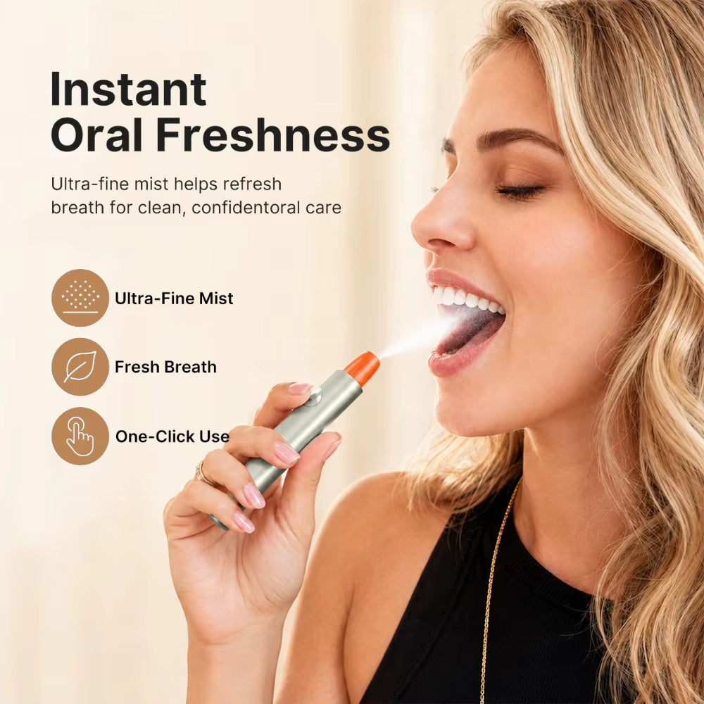 1Set Electric Cool Breath Spray,Probiotic Mouth Spray for Fresh Breath & Dry Mouth, 7 Flavor Cartridges for Travel Dating Office