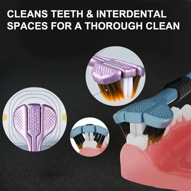 Three Sided Soft Bristled Toothbrush Cleaning and Gingival Protection